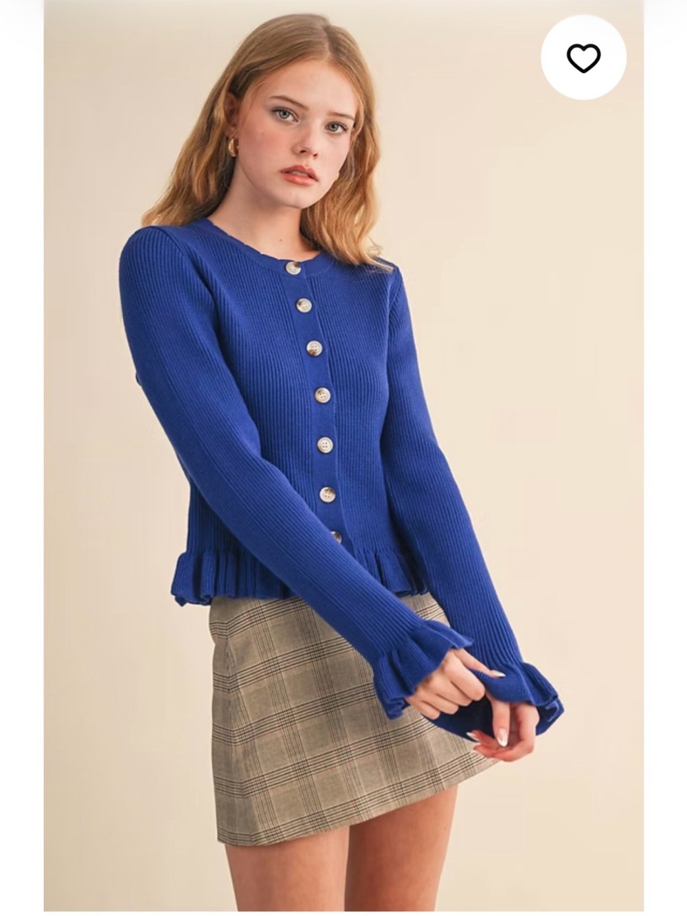 Royal Blue Ribbed Button Cardigan Sweater ptp 19-22 length 19 retail $57